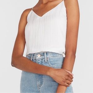 Express Pleated V-Neck Downtown Cami White